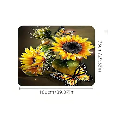Universal Car Trunk Mat 29" x 39",Sunflower and Butterfly All Weather Trunk Protection Cargo Liner,Durable Cargo Mat Rear Trunk Liner, Stylish Vehicle Interior Accessories Suitable for Most Car Models - color: Sunflower Butterfly