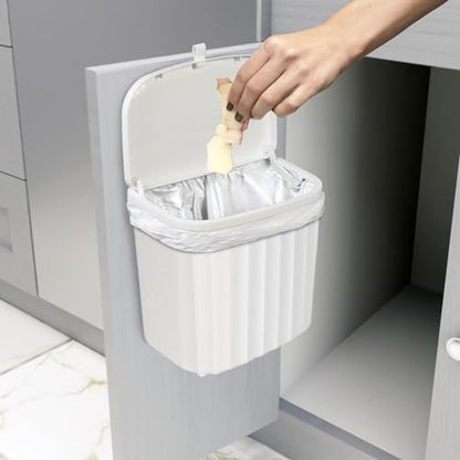 Glad Roomate Under Counter Waste Bin | Space Saving Small Trash Can for Kitchen Cabinet, Bathroom or Office | Dual Lid for Ease of Opening, 7 Liter, White - size: 7L