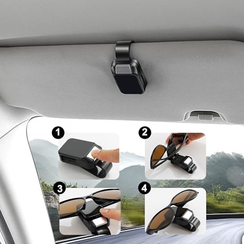 Amooca 1PCS One-Handed Operation Car Visor Sunglass Holder Clip - ABS Material, Universal Fit for Car/SUV/Truck, Durable Interior Car Accessories