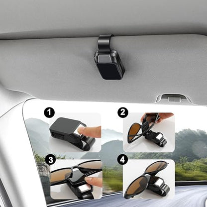 Amooca 1PCS One-Handed Operation Car Visor Sunglass Holder Clip - ABS Material, Universal Fit for Car/SUV/Truck, Durable Interior Car Accessories