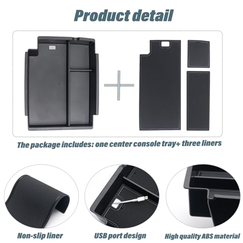 JKCOVER Center Console Full Organizer Tray Compatible with Toyota 4Runner 2010-2020 2021 2022 2023 2024 Accessories,Insert Armrest Box Secondary Storage ABS Black Materials - color: Full tray