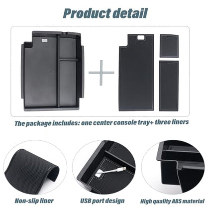 JKCOVER Center Console Full Organizer Tray Compatible with Toyota 4Runner 2010-2020 2021 2022 2023 2024 Accessories,Insert Armrest Box Secondary Storage ABS Black Materials - color: Full tray
