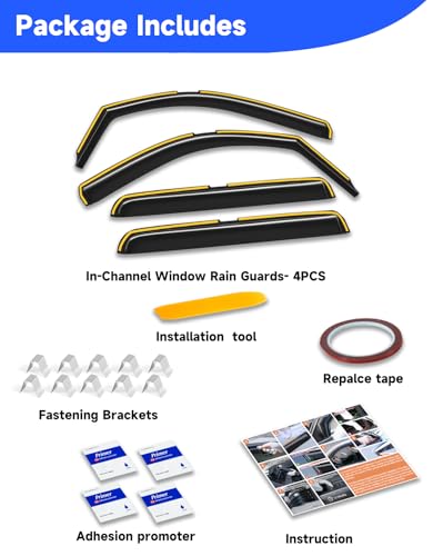 in-Channel Extra Durable Rain Guards Fit for 2014-2018 Chevy Chevrolet Silverado/GMC Sierra Crew Cab Truck,Vent Window Visors, Window Deflector, Vent Shades Car Accessories -4 pcs - size: For 2014-2018 Silverado/GMC Sierra Crew Cab