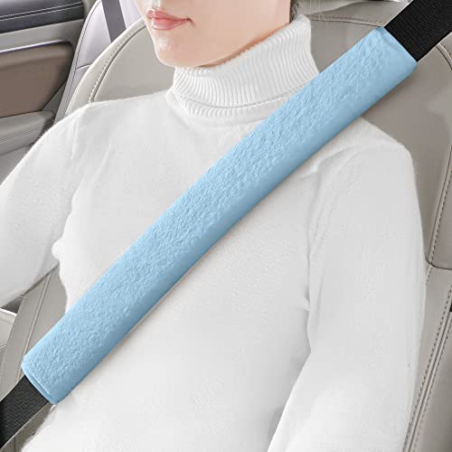 LACDL Extra Long Seatbelt Cover Super Soft Furry for Adults Kids Women & Men, Thick Plush Full Car Seat Belt Strap Cushion, Fluffy Shoulder Pad Protector, Auto Interior Accessories, 1pc, Blue, 15.5in - color: Blue, size: 15.5in - 1pc
