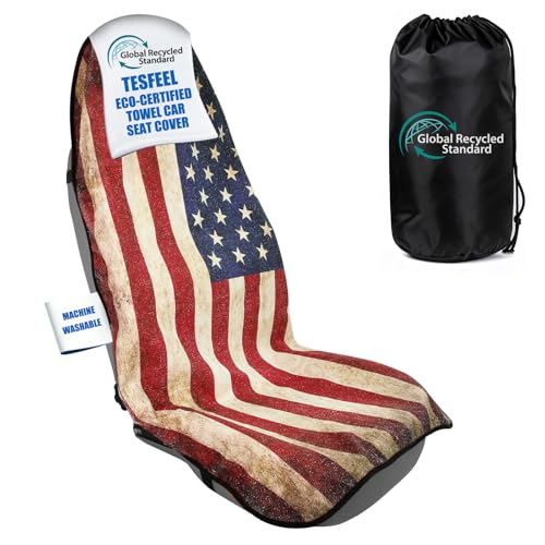 American Flag Car Seat Cover Towel, Waterproof Sweat Protector for Gym Post-Workout & Beach, Universal Fit for Sedans SUV Minivan, Machine Washable Non-Slip Bucket Seat Mat - 1 Pack - color: American Flag, size: Front-1pc