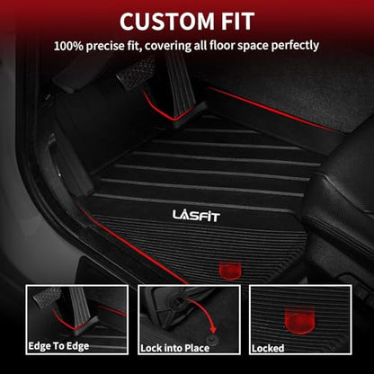 LASFIT Floor Mats for BMW 3 Series 2012-2018 320i 328d 328i 330e 330i 335i 340i M3 RWD & Sedan Only(Not for 335is, X-Drive, GT), All Weather TPE Custom Fit Car Liners 1st & 2nd Row Mat, Black - size: 7) 3 Series 2012-2018 | Floor Mats