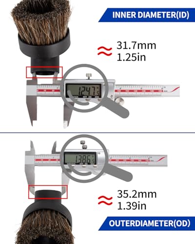 Round Horse Hair Brush Vacuum Attachment for Shark Vacuum Brush Attachment with 1-1/4” to 1-3/8” Adapter, For Shark Vacuum Attachments, for Dusting Car Seats & Upholstery, 2 Pack - style: Round Dust Brush-2PCS