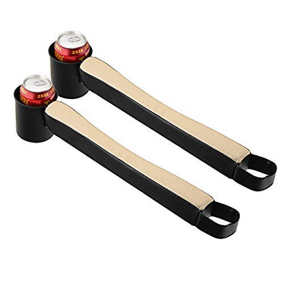 Supin 2 Prices Car Seat Gap Filler Pad PU Leather Console Side Pocket Organizer and one Cup for Cellphone Wallet Coin Key (Black+Beige) - color: Black+Beige