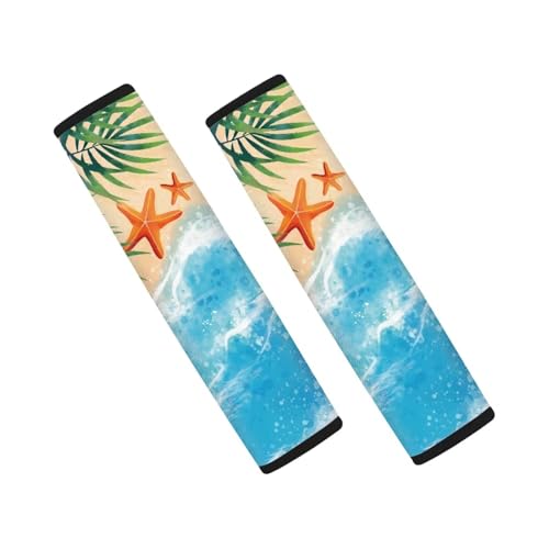 Beach Starfish 2Pcs Car Seat Belt Cover Pads Car Safety Seat Belt Strap Shoulder Pad Comfortable Driving Universal Cars Interior Accessories Decoration - color: Beach Starfish