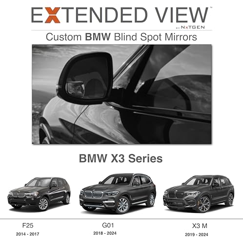 Blind Spot Mirrors- Compatible with 14-24 BMW X3 Extended View - 2 Piece Set (Left & Right) - size: X3 Series
