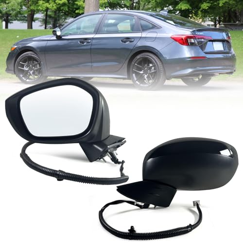 Left Driver Side Mirror Fits 2022-2026 HONDA CIVIC Sedan/Hatchback With Power Glass, Heated, Blind Spot Detection and Manual Folding Match to Crystal Black Pearl Replace HO1320351 (7 Pins) - size: L-7Pins