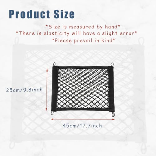 2 Pcs Small Cargo Net, Mesh Pocket Elastic Cargo Net Stretchable Car Net Pocket Storage with 8 Mounting Screws and Hooks for SUV/Car/Truck/RV/Boat（17.7 ×9.8in） - size: 17.7 x 9.8 inches