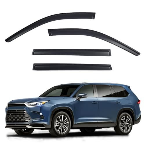 Window Visors Rain Guards Compatible with 2024-2026 Toyota Grand Highlander, Out-Channel Side Window Wind Deflectors Vent Shades Accessories, Dark Smoke 4 Pcs, 2025 - size: 2024-2026 Toyota Grand Highlander