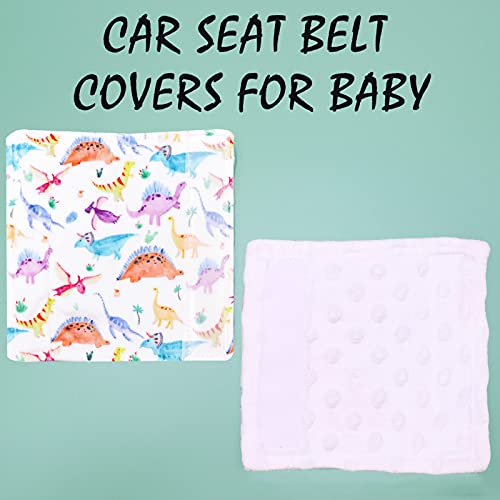 Baby Car Seat Belt Covers for Boys and Girls, Carseat Shoulder Padding, Soft Car Seat Neck Cover, Mink Car Seat Straps Shoulder Pads, Dinosaur Stroller Strap Cover for Baby Kids,White - color: White dinosaur