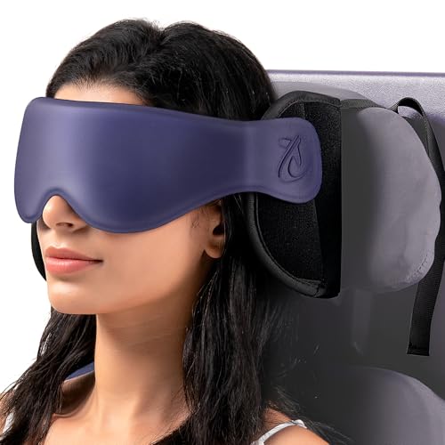 Travel Pillow, Airplane Pillow with 3D Eye Mask for Sleeping, Round Edge Plane Head Strap 360°Headrest Support for Long Flight, Stop Bobblehead, Travel Essential for Car Road Trip Purple - color: Purple, size: Standard
