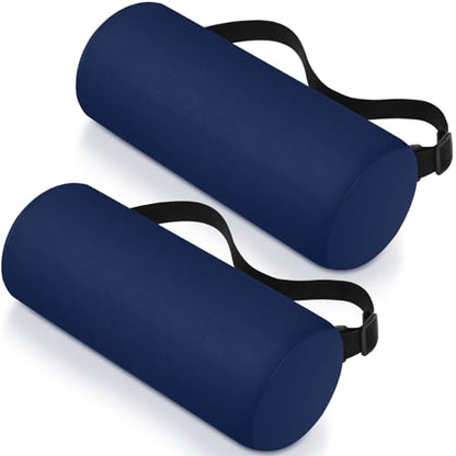 Wenqik 2 Pcs Lumbar Support Pillow Lumbar Roll Lower Pillow Office Seat Cushion with Adjustable Strap and Washable Cover for Travel Gaming Chair Car Seat Pain Relief (Blue) - color: Blue