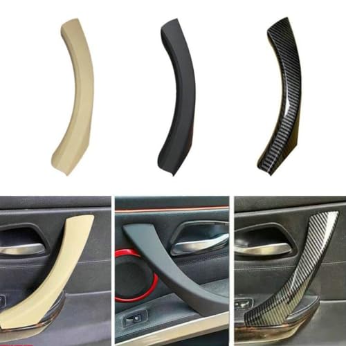 6Pcs/Set Carbon Fiber ABS Inner Interior Door Panel Pull Handle Cover for BMW E90 325i 328i 335i 330i 2006 2007 2008 2009 2010 2011 (Beige) - color: Beige