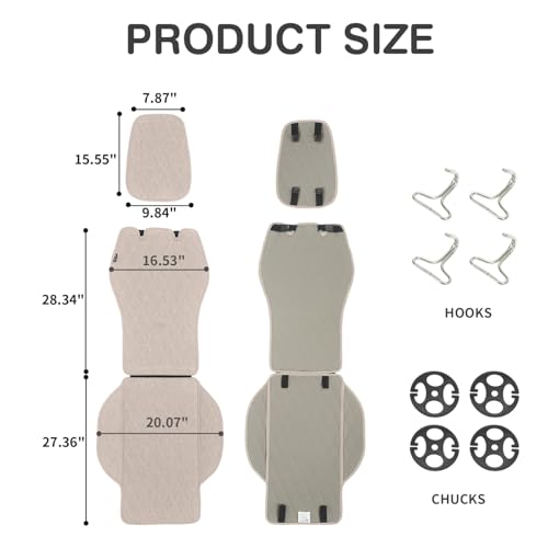 2pcs Sideless Car Seat Covers for All Seasons - Breathable Front Seats Cushions Non-Slip Bottom with Headrest Protectors - Universal Carseat Cover Fits for Most Vehicles Cars Van SUV Truck Beige - color: Front Beige