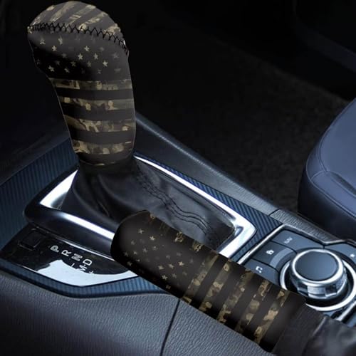 KEIAHUAN American Flag Camo Car Interior Accessories Handbrake Covers Gear Shift Covers Universal Automotive SUV Decoration 2Pcs for 4th of July Independence Day - color: American Flag-1