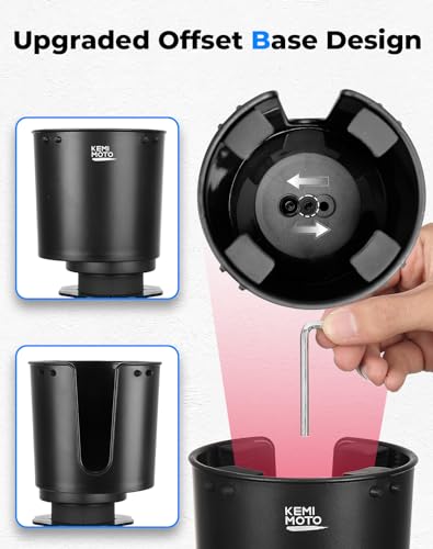 KEMIMOTO Upgraded Car Cup Holder Expander Long Base Model, Compatible with Hydro Flasks Yeti Stanley, Large Cup Holder Adapt 18-40oz Bottles, Fits for Universal Vehicles, Golf Carts, UTVs