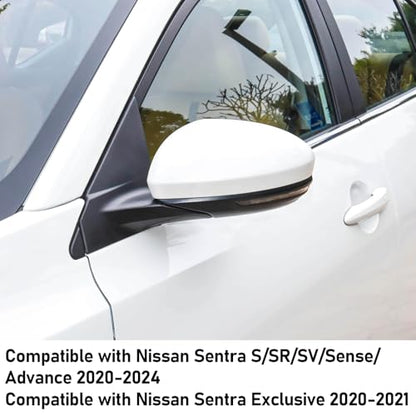 Moonlinks Compatible with Nissan Sentra 2020 2021 2022 2023 2024 Side Mirror Cover Replacement, Pure White Left Driver Side Clip-on Mirror Cap for Sentra S/SR/SV/Sense/Advance/Exclusive - color: Left Pure White