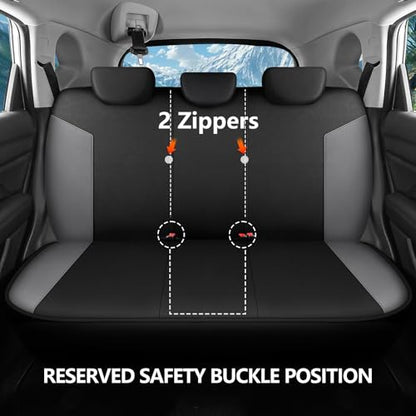 HChengkikz Car Seat Covers Full Set, Waterproof Neoprene Car Seat Covers, Airbag Compatible, Universal Fit for Most Sedans, SUVs, Trucks (Black + LightGray) - color: Black Lightgray, size: Full Set
