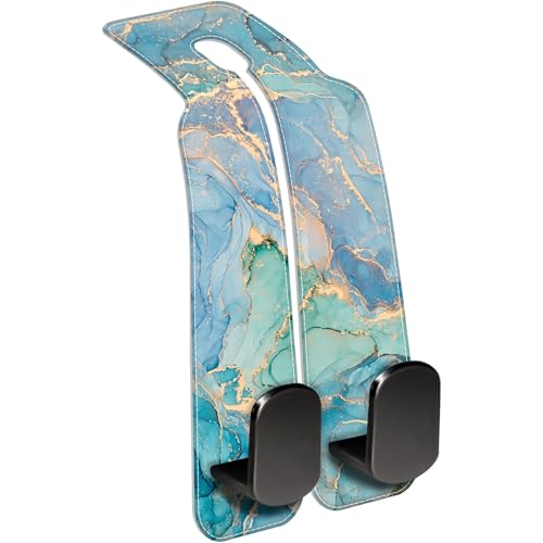 Car Seat Headrest Hooks for Purses and Bags Abstract Turquoise Golden Marble 1 Pack Bag Purse Holder for Car with Double Metal Hooks Car Purse Hanger Hanging Accessories - color: Abstract Turquoise Golden Marble