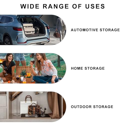 Car Trunk Backseat Organizer, Collapsible Multi Compartment Cargo Storage Box with Pockets, Waterproof Sturdy Oxford Trunk Organizer for SUV Truck Van, Car Accessories
