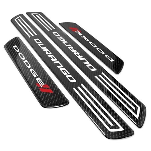iPick Image for Dodge Durango X-Large Black Real Carbon Fiber 4 Pcs Universal Door Sill Step Protector Guard Decal Plates - color: Black-XL