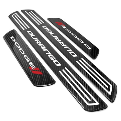 iPick Image for Dodge Durango X-Large Black Real Carbon Fiber 4 Pcs Universal Door Sill Step Protector Guard Decal Plates - color: Black-XL