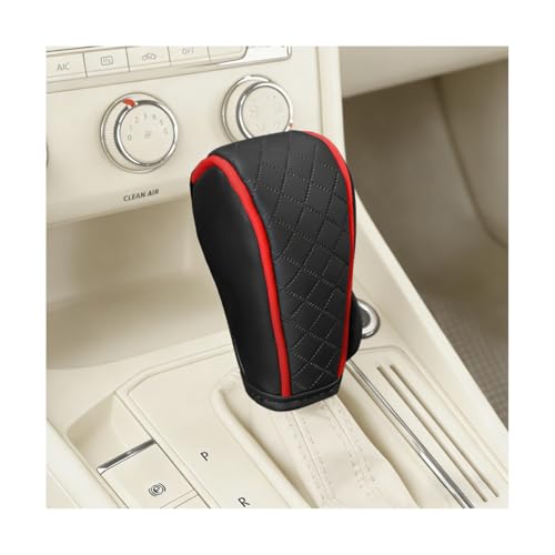 Car Gear Shift Cover, Diamond Embroidery Design Anti-Slip Vehicle Shifter Lever Protector, Automotive Shift Knob Handle Decoration, Universal for SUV Automobile Truck (Black Red) - color: Black Red