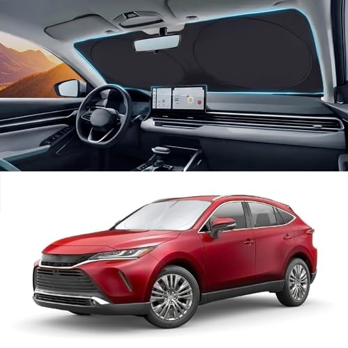 Custom Fit Venza Windshield Sunshade for 2021 2022 2023 2024 2025 Toyota Venza, LE, XLE, Limited, SUV Accessories Front Window 210T Reflective Shield Cover for Windshield Sun Visor Protector Blocks UV - size: Fit Venza 21-25