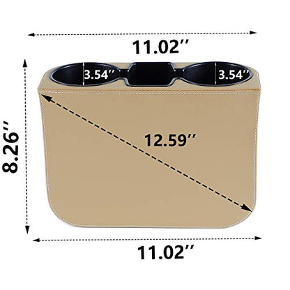 IOKONE Coin Side Pocket Console Side Pocket Leather Cover Car Cup Holder Auto Front Seat Organizer Cell Mobile Phone Holder (Beige) - color: Beige