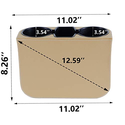 IOKONE Coin Side Pocket Console Side Pocket Leather Cover Car Cup Holder Auto Front Seat Organizer Cell Mobile Phone Holder (Beige) - color: Beige