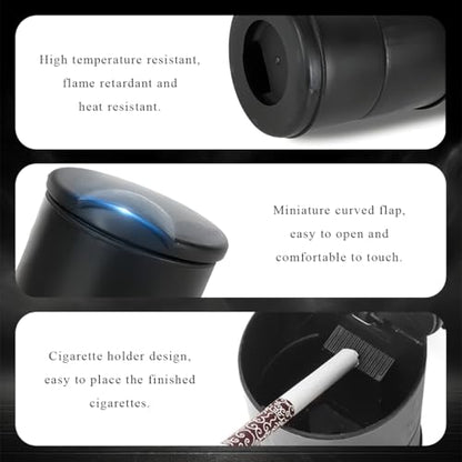 Yourkar Car Ashtray with Lid, Automotive Ashtray with Lid Smell Proof, Smokeless Cigarette Ashtray Holder Cup with LED Blue Light for Most Vehicles, Universal Car Accessories - color: With Light