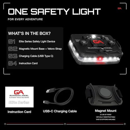 Guardian Angel Elite Series Safety Light, Beacon Device (White Front & White Rear) Rechargeable, Magnetic, Hands-Free Wearable & Mountable LED Flashlight for Industrial PPE, Boat Signal & Mechanics - color: White / White, size: 1-Pack