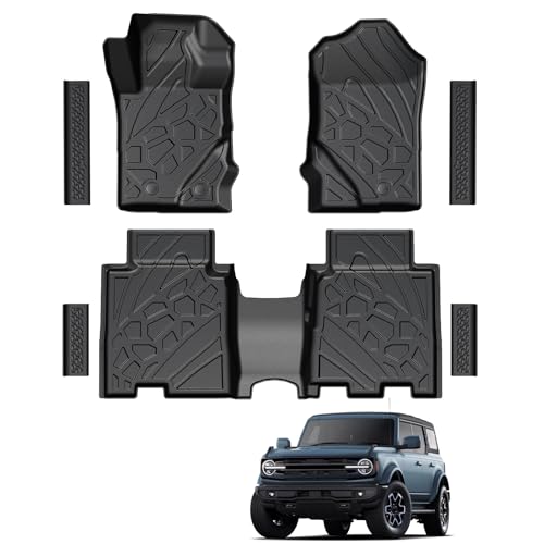 Floor Mats for Ford Bronco 2026 2025 2024 2023 2022 2021, Only 4 Door TPE All Weather Durable Floor Liners for Ford Bronco Base Big Bend Heritage Outer Banks Badlands Raptor Accessories - size: 2021-2025 | For Ford Bronco