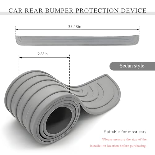 Car Rear Bumper Protector Guard, Anti-Scratch Auto Trunk Door Entry Protection Strip, Non-Slip Rubber Bumper Protective Cover Guard for Most Cars Trucks SUVs (Gray, 35") - color: Gray, 35"