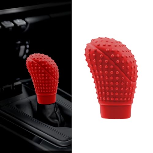 Zufoty Car Gear Shift Knob Cover, Universal Car Shift Protector Cover Protector, Silicone Automatic Gear Shift Knob Cover Universal Auto Interior Accessories for Most Cars - color: K2 Red