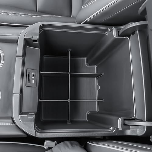 Center Console Organizer Armrest Divider Compatible with 2021-2026 Chevy Tahoe/Suburban and 2021-2026 GMC Yukon, Fits Standard Console with Charging Socket Only, 6-Compartment Storage Inserts
