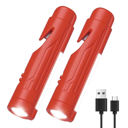 KnLnny Ware Automotive Escape Tool, Window Breaker,Seatbelt Cutter, Car Flashlight, 5 in1 Auto Tactical Gear, USB Charging, Magnetic Attraction, Emergency Kit Self Defense Accessories,Red - color: Red