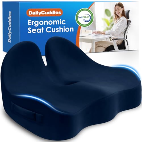 Seat Cushion, Chair Cushions for Office Chairs/Desk Seats/Wheelchair - Hip&Sciatica&Tailbone Pain Relief Memory Foam Office Chair Cushion for Long Sitting Office Workers, Blue - color: Blue, size: Large