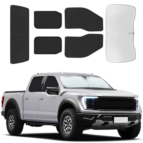 for Ford F150 4Door 2021-2025 Car Window Shades, 6pcs Privacy Sun Shade Set for Front Windshield Side and Rear Windows, Full Window Covers Keeps Vehicle Cool for Camping Napping - size: Fit for Ford F150 4door 2021-2025