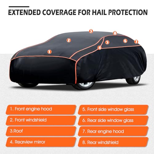 Hail Protector Car Cover, Thickened Multi-Layered EVA Car Hail Protector Size A1 Fit for Nissan Versa, Kia Rio, Hyundai Accent, Audi TT, Porsche 718, BMW Z4, etc (UP to 177 inch) - size: A1 Fit Sedan Length Up To 177"