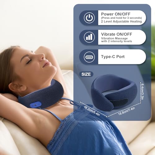 Travel Pillow with Heat,Vibration Massage,Portable Rechargeable Adjustable Airplane Neck Pillow,with Headrest Support for Head,Neck,and Chin,for Pain Relief at Home,Car,Office,Travel