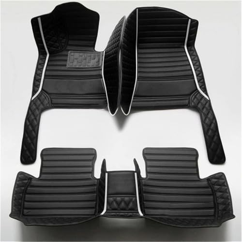 Custom Car Mats All Weather Fit Automotive Floor Mats PU Leather Protector Mat for Most Sedan, SUV, Truck Floor Mats (All Black+White bar) - color: All Black+White bar