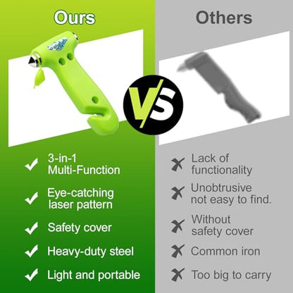 Car Window Breaker, Safety Hammer - 3 in 1 Escape Tools, Window Breaker Seatbelt Cutter, Roadside Emergency Kit with Light Reflective Tape(2 Pack, Green) - color: Geen, size: 2 Pack