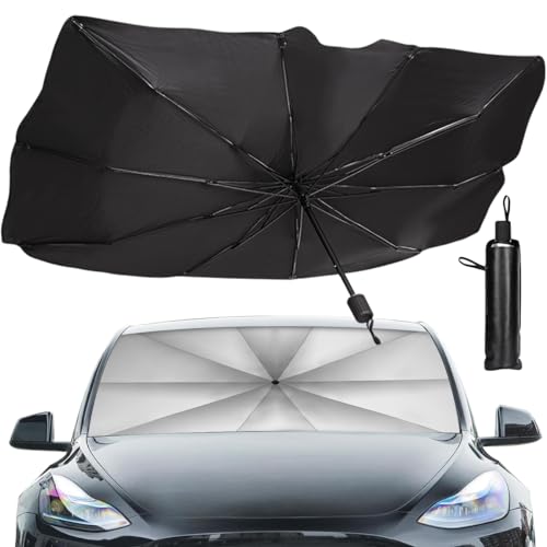 Sedan SUV Car Sun Shade for Windshield UV Rays and Heat Sun Visor Protector,Foldable Windshield Sun Shade Umbrella,Keep Car Cool,Easy to Use/Store,57''x 31'' - size: 57*31 inches