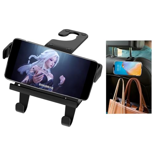 Upgraded Car Headrest Hidden Hook 2 in 1 Car Seat Hooks with Phone Holder for Purse, Hangers Vehicle Organizer ，Durable Hanger Storage Holder Organizer