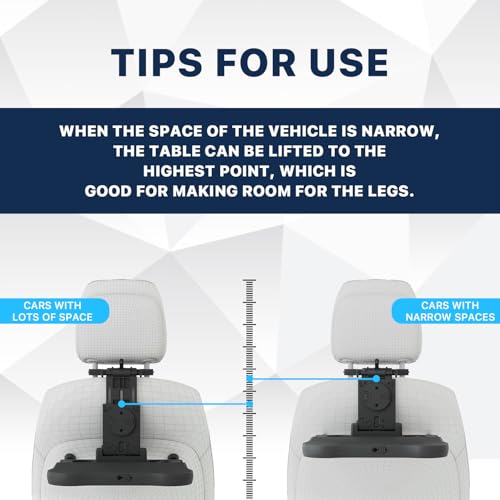 Car Back Seat Tray Table-Stable Auto Backseat Food Trays Desk for Rear Passenger Road Trip Eating & Work, Multifunctional Adjustable Travel Tray with Phone Drink Holder for Laptop iPad